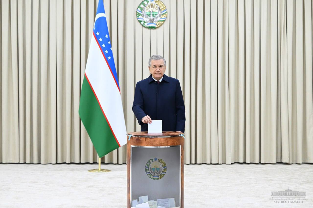 President Shavkat Mirziyoyev votes in elections